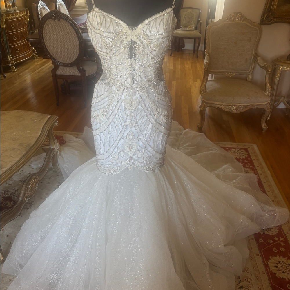 Amalia Carrera Elegant Ivory Fit and Flare Wedding Dress with beading